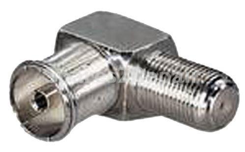 Com Coaxial Adaptor - F Socket > Coax-socket | Angled Adapter - Nickel Plated