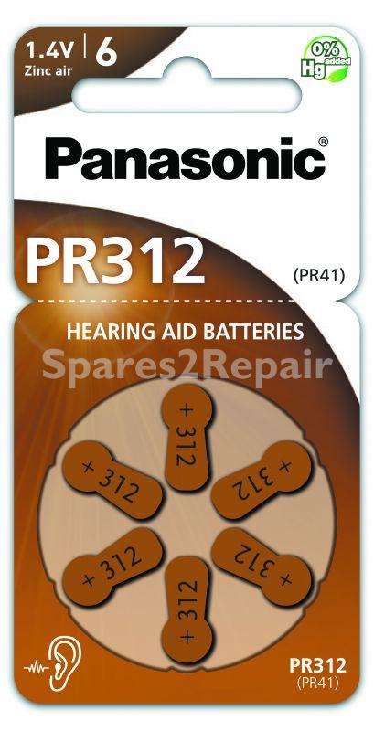 Panasonic 1.40v Button Cell Battery - Pr312 Hearing Aid Battery 1,4v, 170mah Pack Of 6