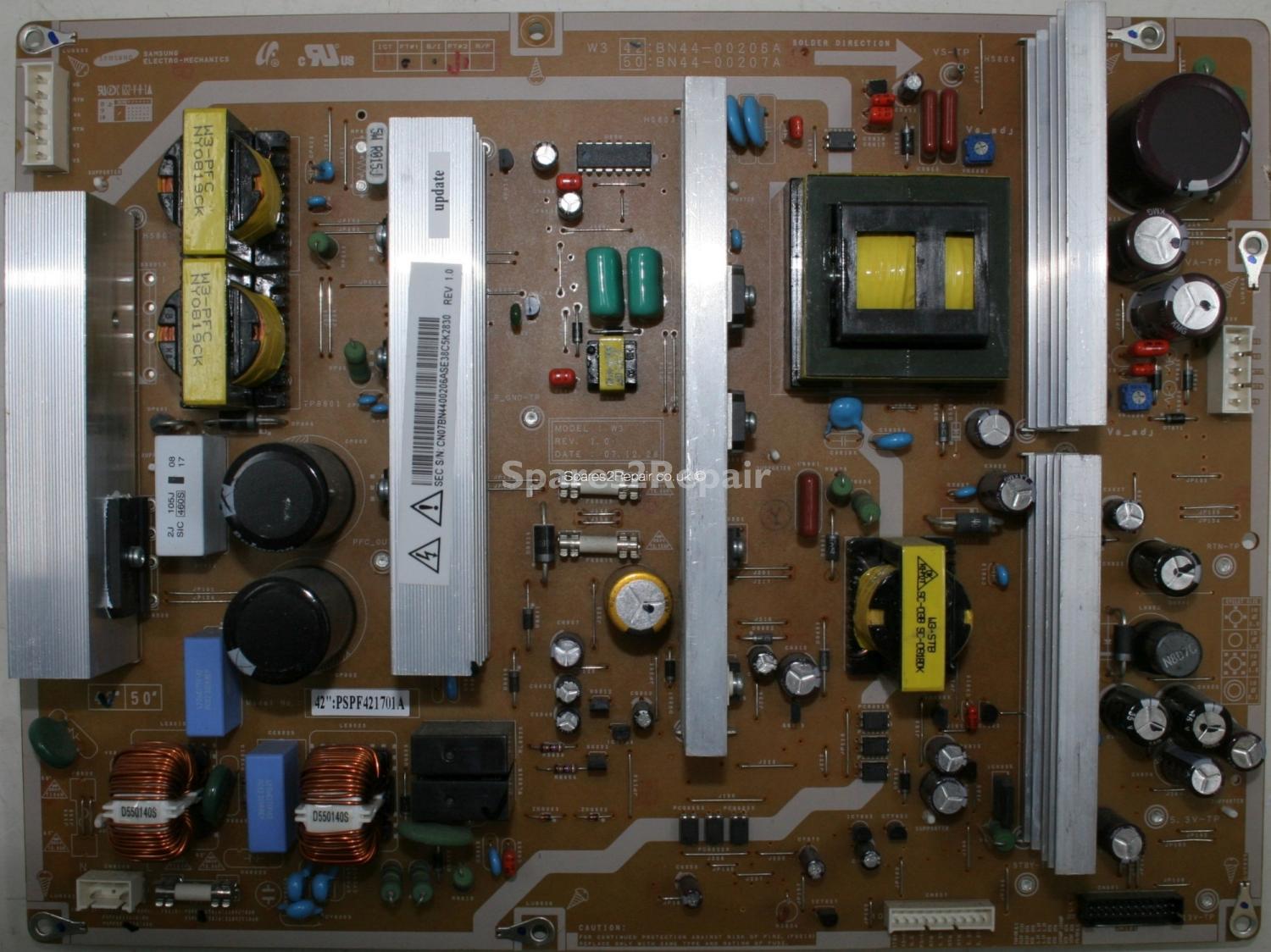 Samsung PS-42A456P2D - PSU - BN44-00206A - REV 1.1 - W3 - PSPF421701A - CS61-0419-01A