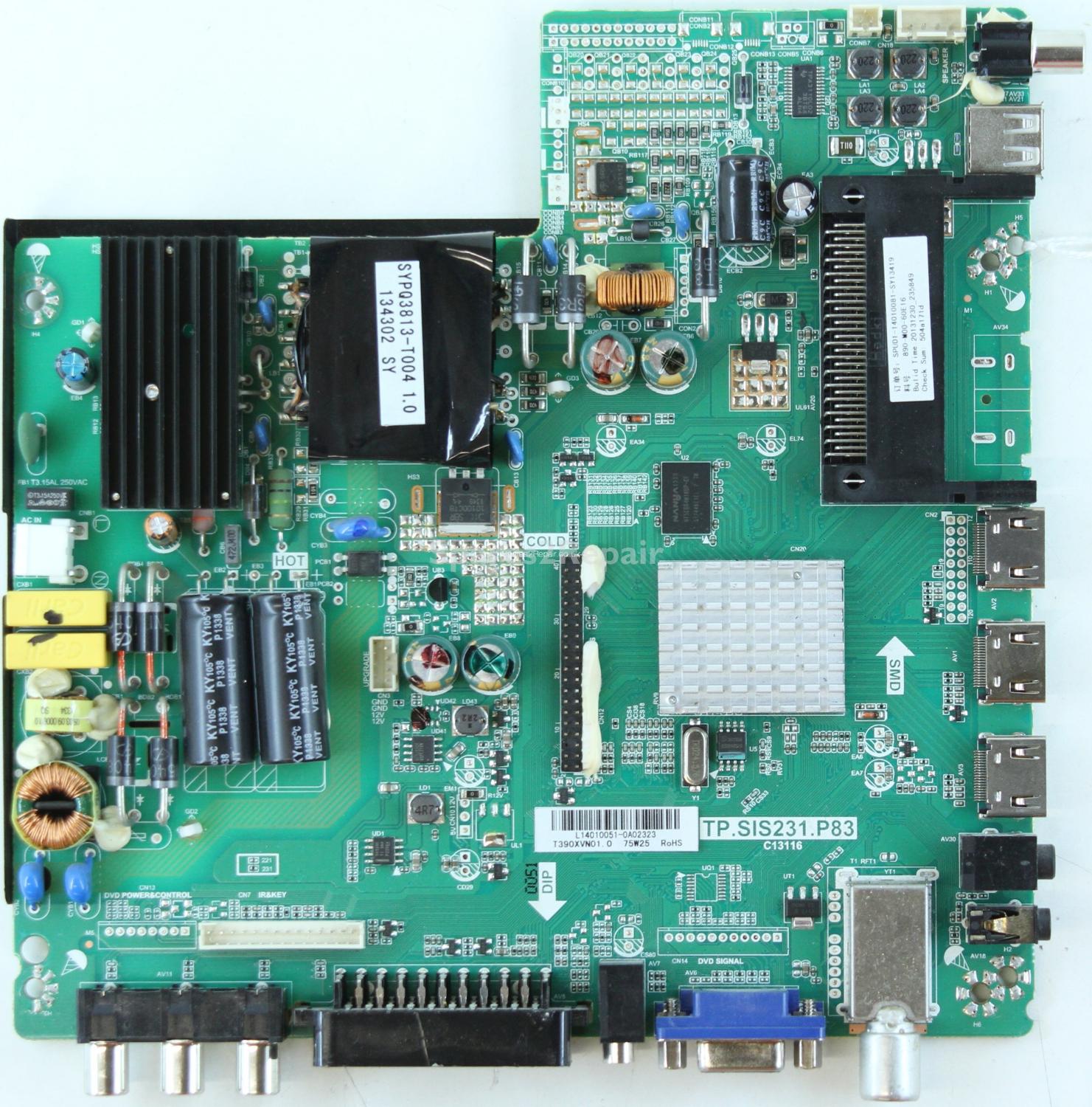 Seiki SE39HY03UK - Main Board - TP.SIS231.P83 - C13116 - 890-M00-60E16 - L14010051 - T390XVN01.0